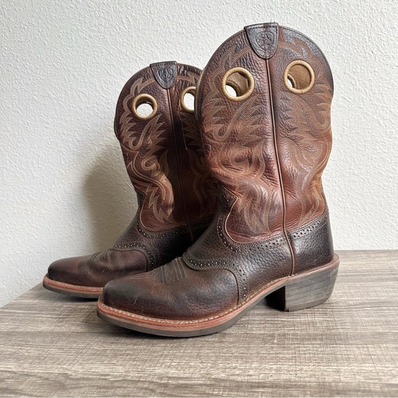 Ariat Mens Heritage Roughstock Western Leather Buckaroo Cowboy Boots Size 8D - Picture 1 of 11